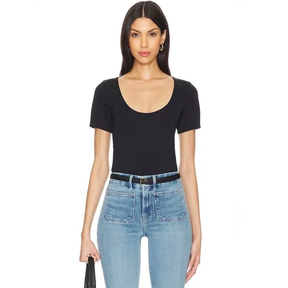Good American Scuba Scoop Crop Tee in Black, sz 1 (Small)